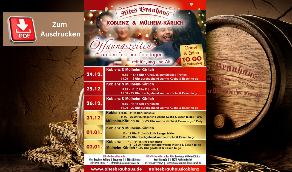 Aktion Öffnungszeiten Weihnachten Neujahr